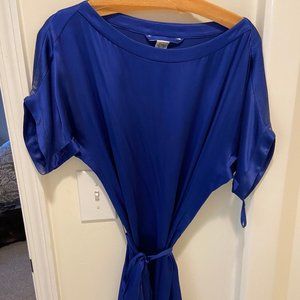DVF Size 2 Blue Satin Cocktail Dress